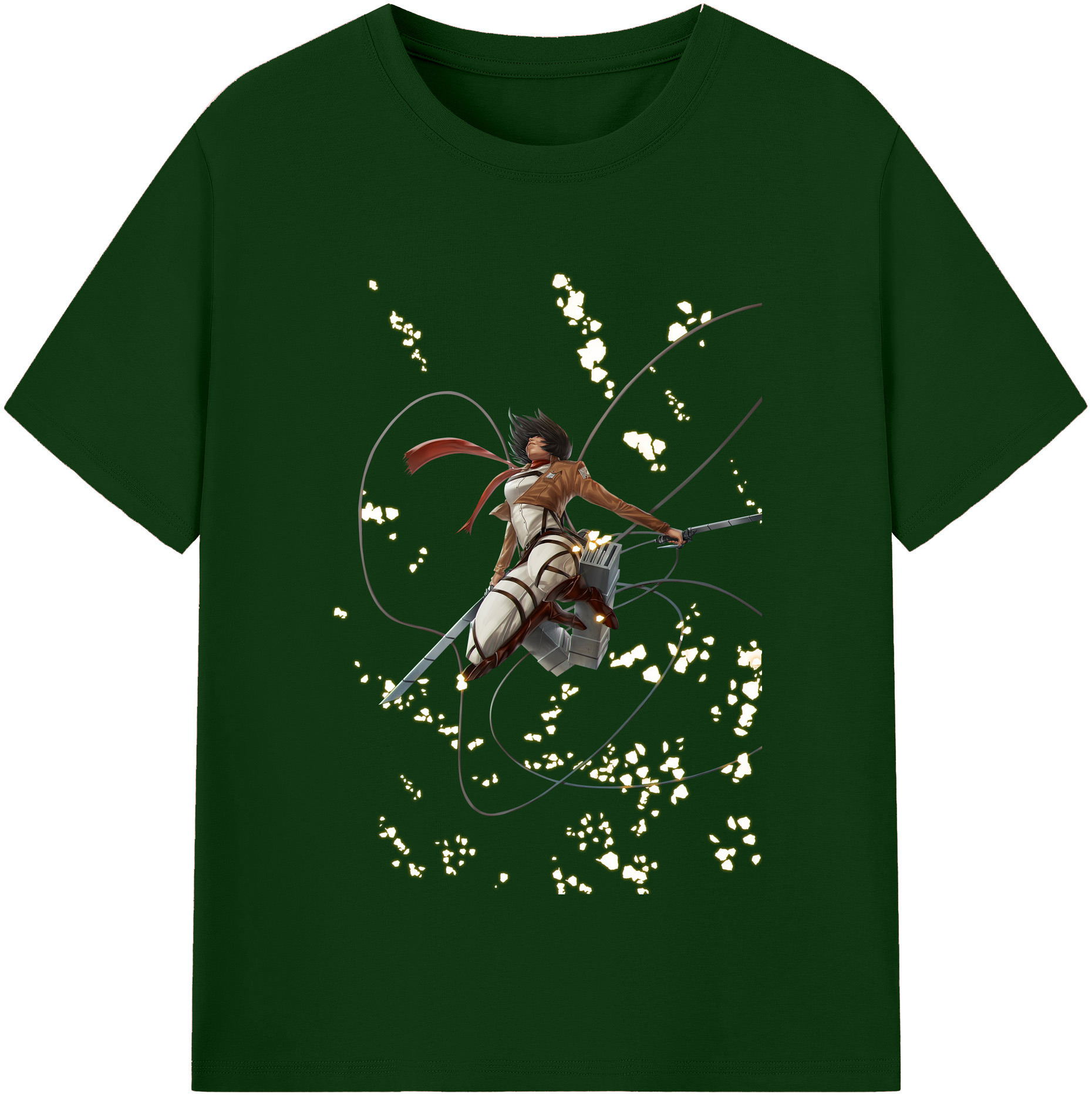 （画像用） 進撃の巨人 ミカサ·アッカーマン Attack on Titan Mikasa Ackerman 綿100％半袖Tシャツ（フロントプリント）
